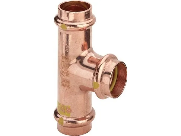 Viega T-rør Profipress G med SC-Contur 22x15x22 mm kobber 346027