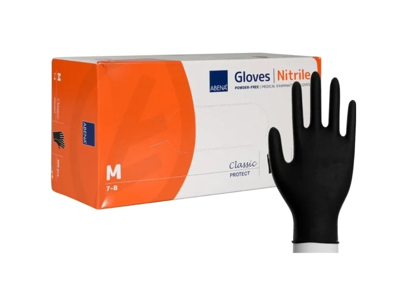 Undersøkelseshanske, ABENA Classic Protect, M, svart, nitril, pudderfri - (200 stk.)