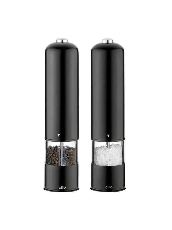 Cilio Salt- og pepperkvernsett, svart elektrisk BERGAMO 23cm