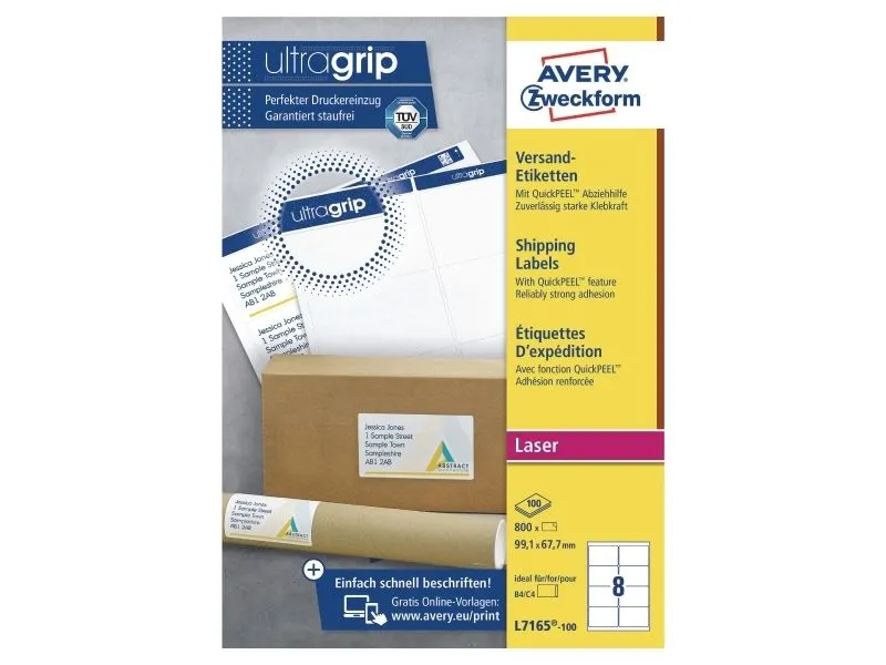Avery - Hvit - 99.1 x 67.7 mm 800 etikett(er) (100 ark x 8) adresselapper