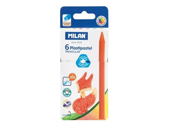 MILAN Trekantede Plastipastel Kridt 6 Farver
