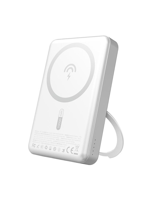 Dudao K28 10000mAh PD 22.5W MagSafe Powerbank with Metal Case and Ring Stand - Silver Nødlader - Sølv - 10000 mAh