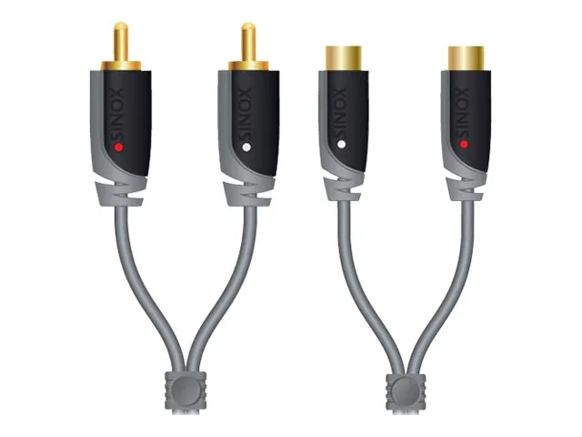 Sinox Plus+ Stereo RCA Extension - Lydforlengelseskabel - RCA x 2 hann til RCA x 2 hunn - 5 m