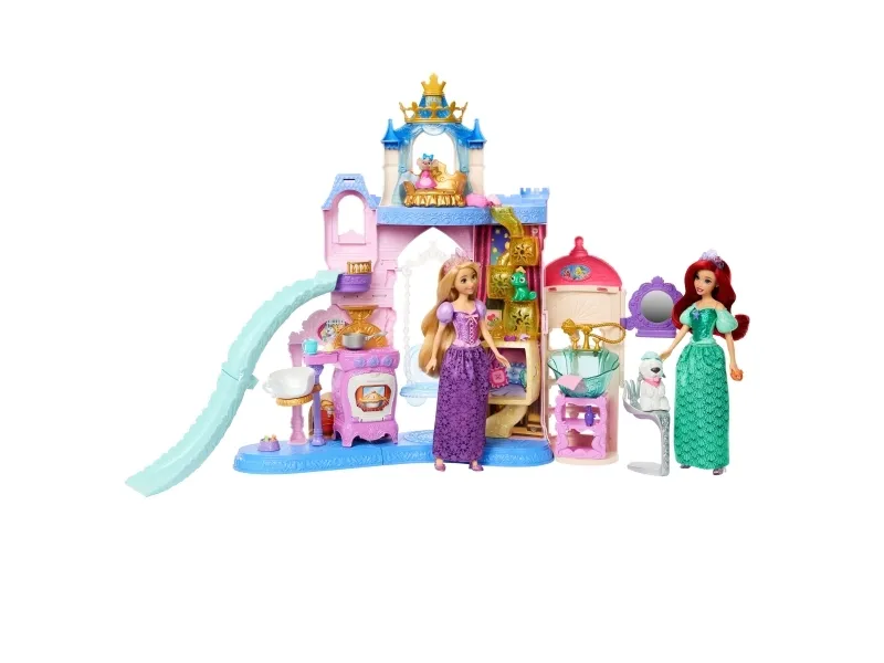 Disney Princess Pet Palace-lekesett med 7 lekeområder, 3 dyrevenner og mer enn 20 møbel- og tilbehørsdeler, 3 år, Gutt/Jente, 516 mm, 1,39 kg, Flerfarget
