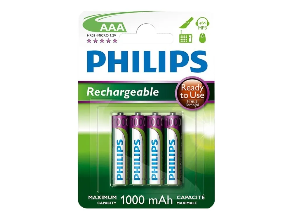 Philips R03B4RTU10 - Batteri 4 x AAA - NiMH - (oppladbart) - 1000 mAh