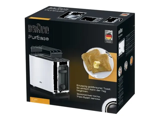 Braun PurEase HT3010 WH - Brødrister - 2 skive - 2 Spor - hvit