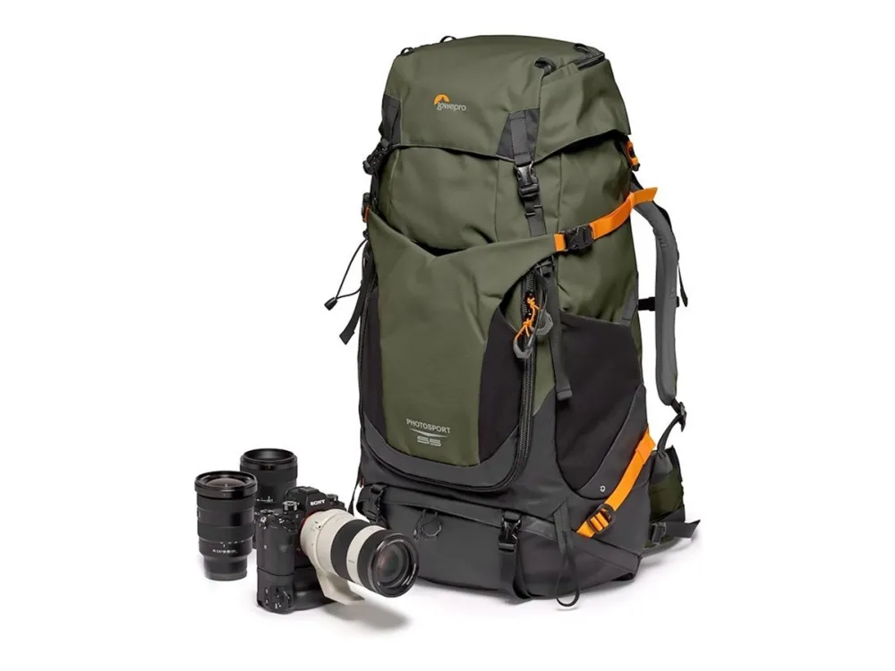 Lowepro Photo Sport PRO 55L AW IV - Ryggsekk S-M for digitalfotokamera med linser - robust - 420D Oxford-nylon, 420D diamond ripstop nylon - mørk grønn