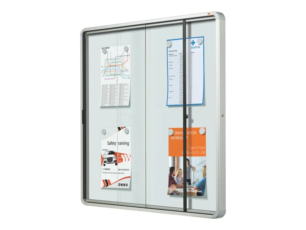 Nobo - Innbygd oppslagstavle - veggmonterbar - 944 x 907 mm - 12 x A4 - metall - magnetisk - hvit