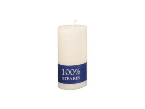 Bloklys Ø70x150 mm Brændetid 49 timer Ren Stearin Hvid - (12 stk.)