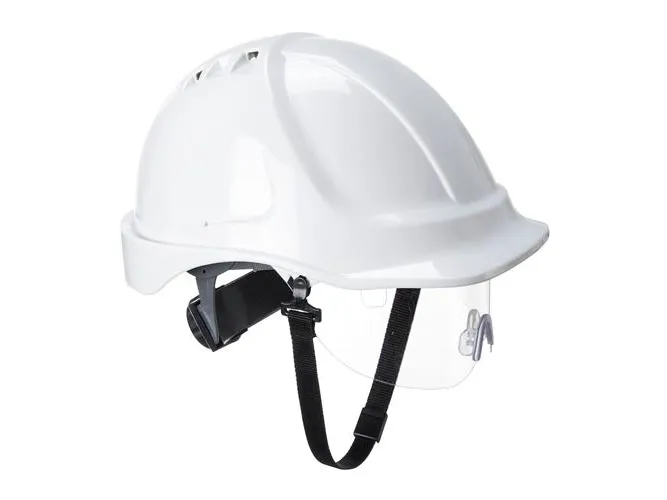 Sikkerhedshjelm PW55 m/visir hvid