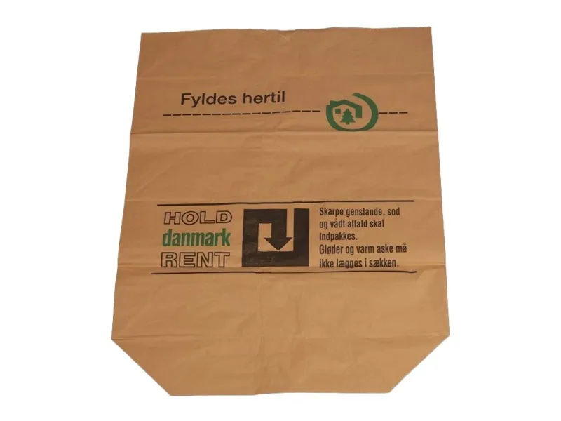 Papirsæk, 700 x 950 mm, sidefalset Kraftpapir, Papir, limet, brun Hold Danmark Rent, pakke a 50 stk - (50 stk.)