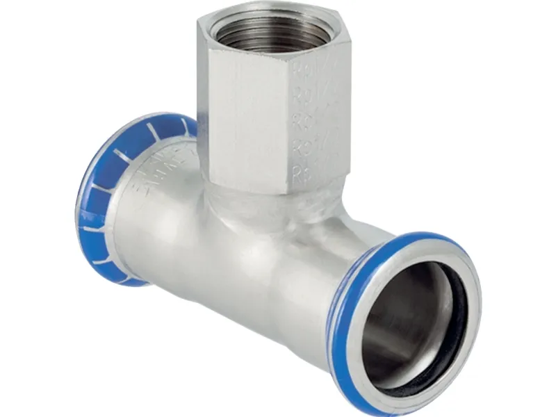 GEBERIT Tee rustfri 42-3/4-42 mm med muffe på grenen mapress