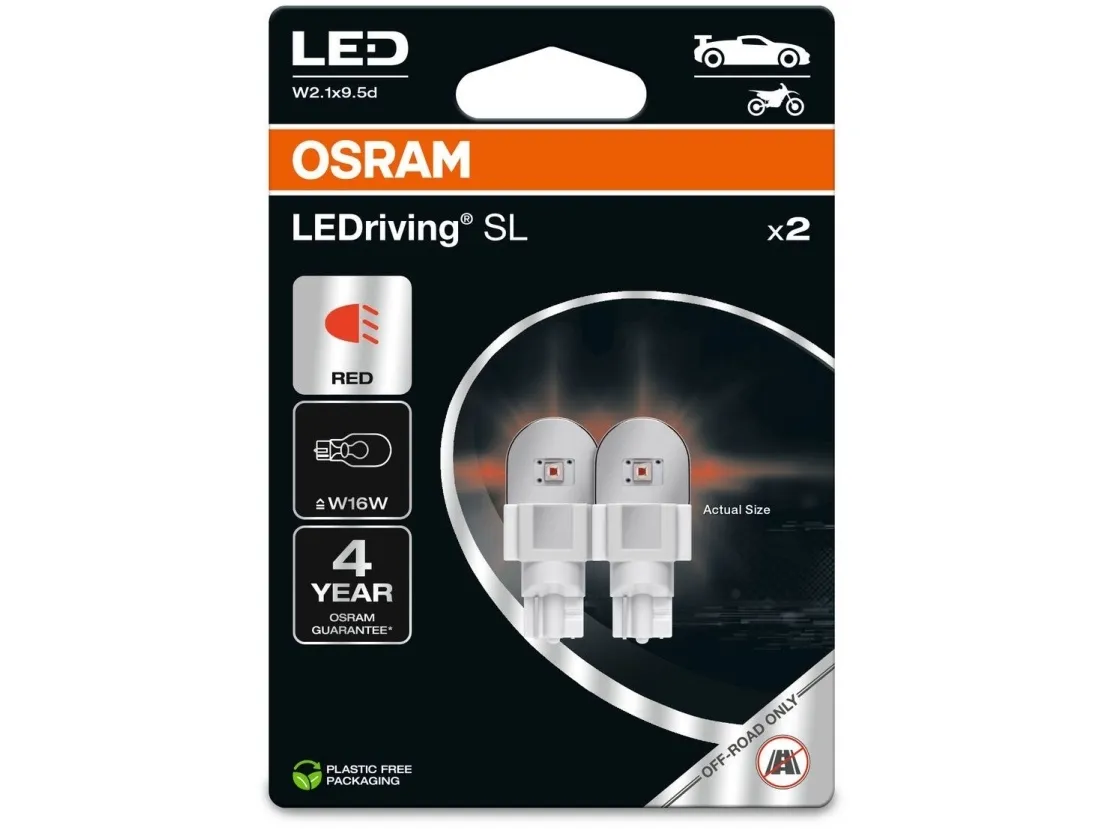 Osram LEDriving SL Rød W16W 12V - Sæt