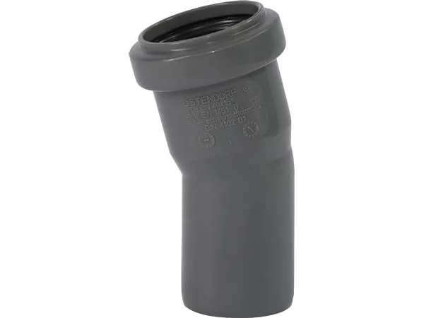 40 mm x 15° Bøjning afløb PP grå