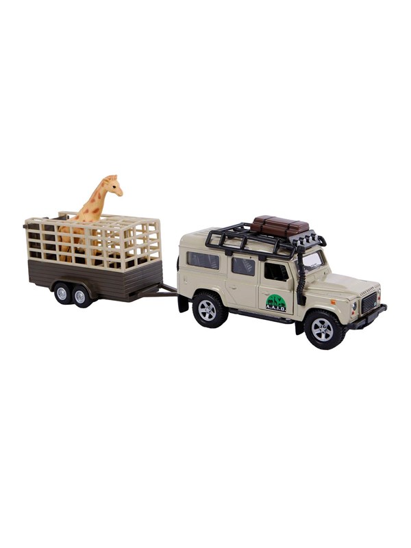 Kids Globe Die-cast Land Rover with Giraffe trailer 29cm