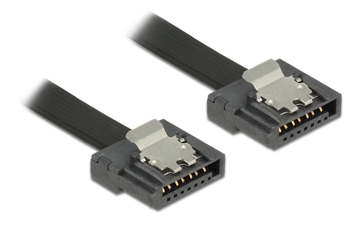 Delock FLEXI - SATA-kabel - Serial ATA 150/300/600 - SATA (hann) til SATA (hann) - 50 cm - låst - svart