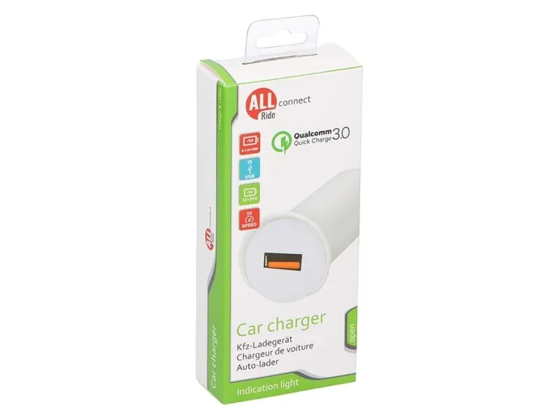 Allride USB udtag til cigarettænder - fast charge