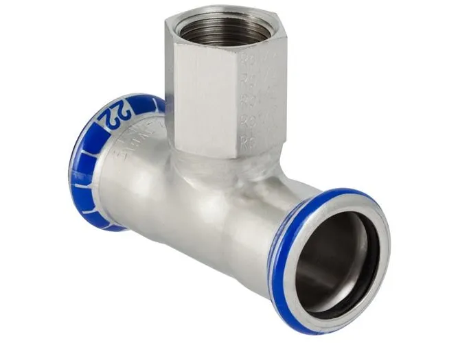 GEBERIT Tee rustfri 76,1-3/4-76 mm med muffe på grenen mapress