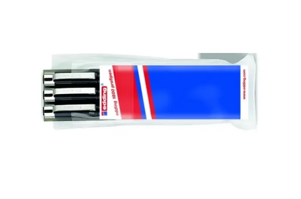 Edding E-1800, Sort, Rustfritt stål, Fyllesystem med patron, Sort, CE, 3 stykker