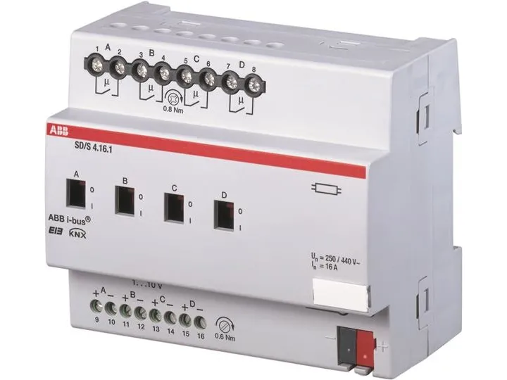 KNX Kontakt-/Dæmpningsmodul 4-Kanal 1-10V 16A mdrc Sd/S 4.16.1