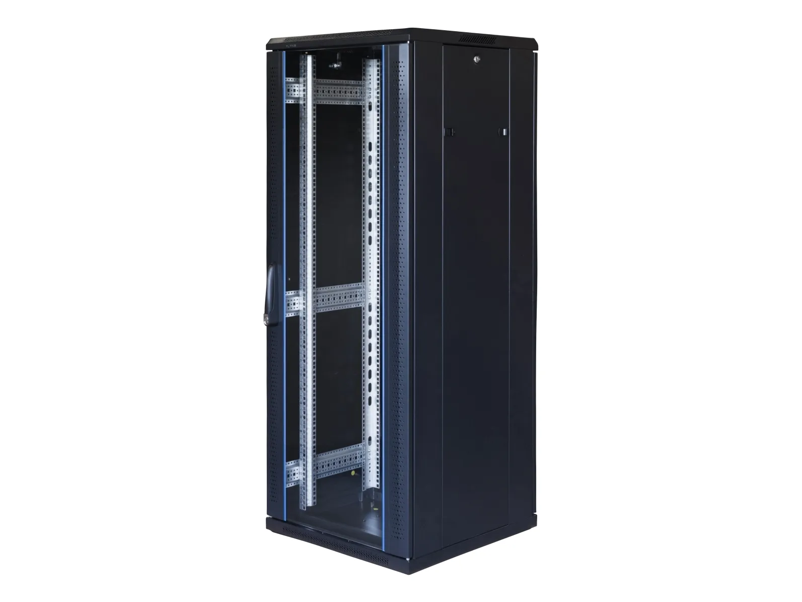 19 Koblingsskap TOTEN, System G, 32U, 600x600, glassdør, perforert bakdør, inntil 800kg, sort/ G6.6632.9801 / 19-G6632GP