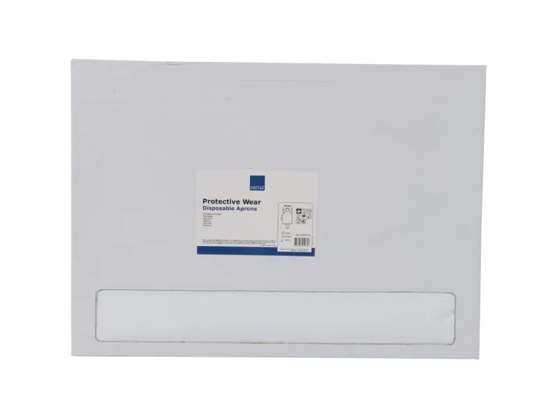 Forklæde Abena, LDPE, 30 µm, 80 x 130 cm, hvid, pakke a 100 stk