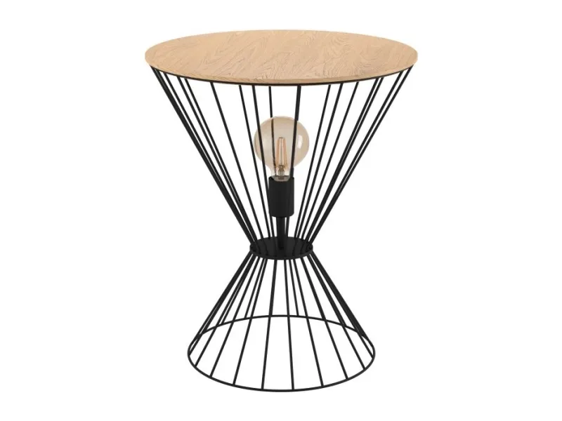 EGLO DESIERTO bordlampe svart og tre-farget med sokkel for lyskilde under bordplaten