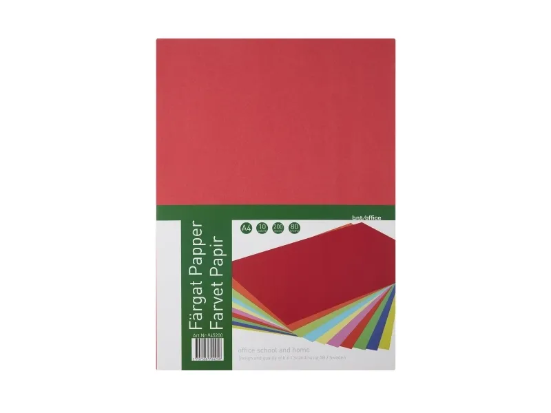 BNT, assorteret, Kopipapir, 80g/m2 210mm x 295mm, blandet korn pakke a 200 stk, 945200