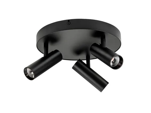 Væg/Loftarmatur Tube Micro Trio LED 18W, 2700K, 930 lumen, sort