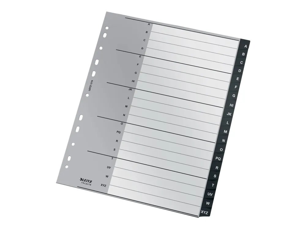 Leitz Recycle - Inndeler - 20 deler - fortrykt: A-XYZ - extra wide - med fliker - svart