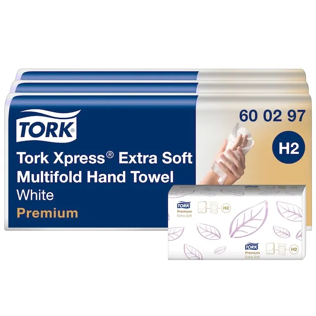 Tork Xpress® H2 Ekstra Myke Multifold 2-lags Håndtørk - (3 pakker x 700 stk./kartong)
