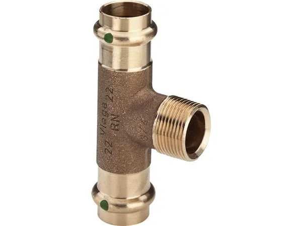 Sanpress T-stykke 22 x 3/4 x 22 mm rødgods 194123