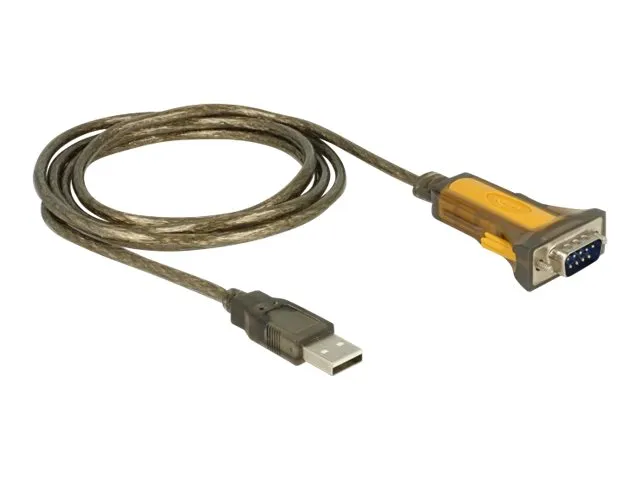 Delock Adapter USB 2.0 &gt  1 x seriell RS-232 - Utvidet temperaturintervall - seriell adapter - USB 2.0 - RS-232 x 1 - sort, gul