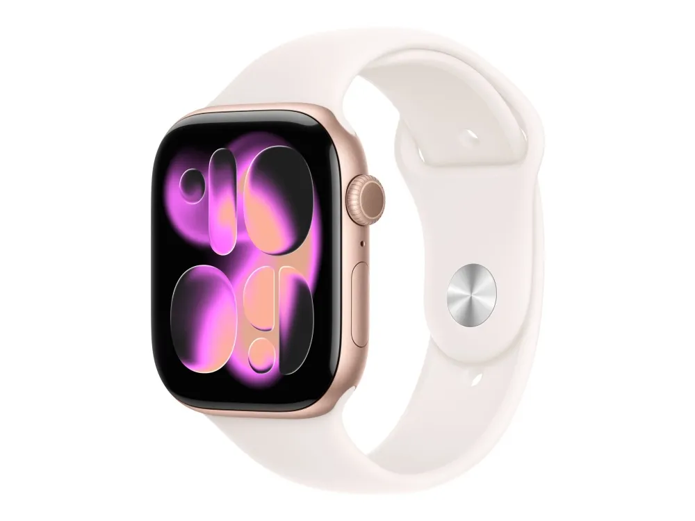 Apple Watch Series 11 GPS + Cellular 46mm Rose Gold Aluminium Case with Light Blush Sport Band - S/M