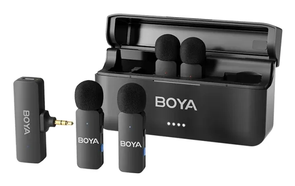 BOYA BY-V4, Mikrofon med klemme, 20 - 20000 Hz, 16 bit, 48 kHz, 80 dB, Trådløs