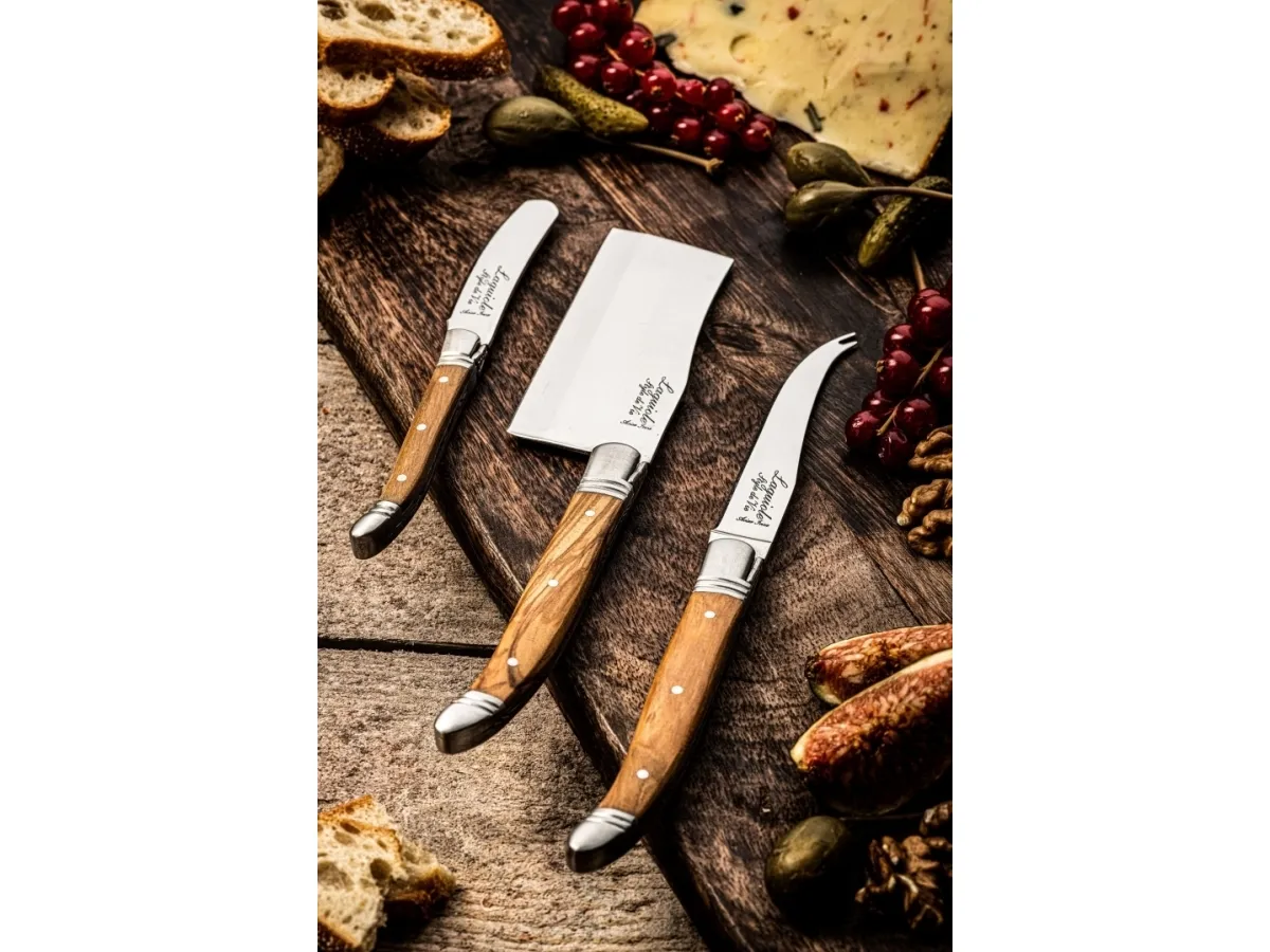 LAGUIOLE Cheese knives Laguiole Olive Wood SET 3 SdV