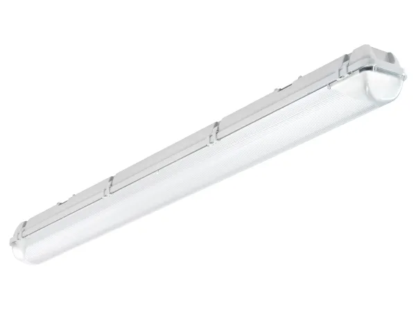Alhama LED armatur 1500mm 47W 5800lm 4000K, Polykarbonat bund/afskærmning, Plast klips. Uden intern gennemfortrådning.