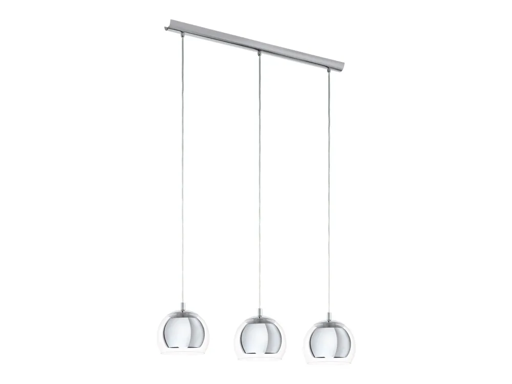 EGLO ROCAMAR langbord pendellampe med klare glasskjermer og kromskjermer inni, 3L