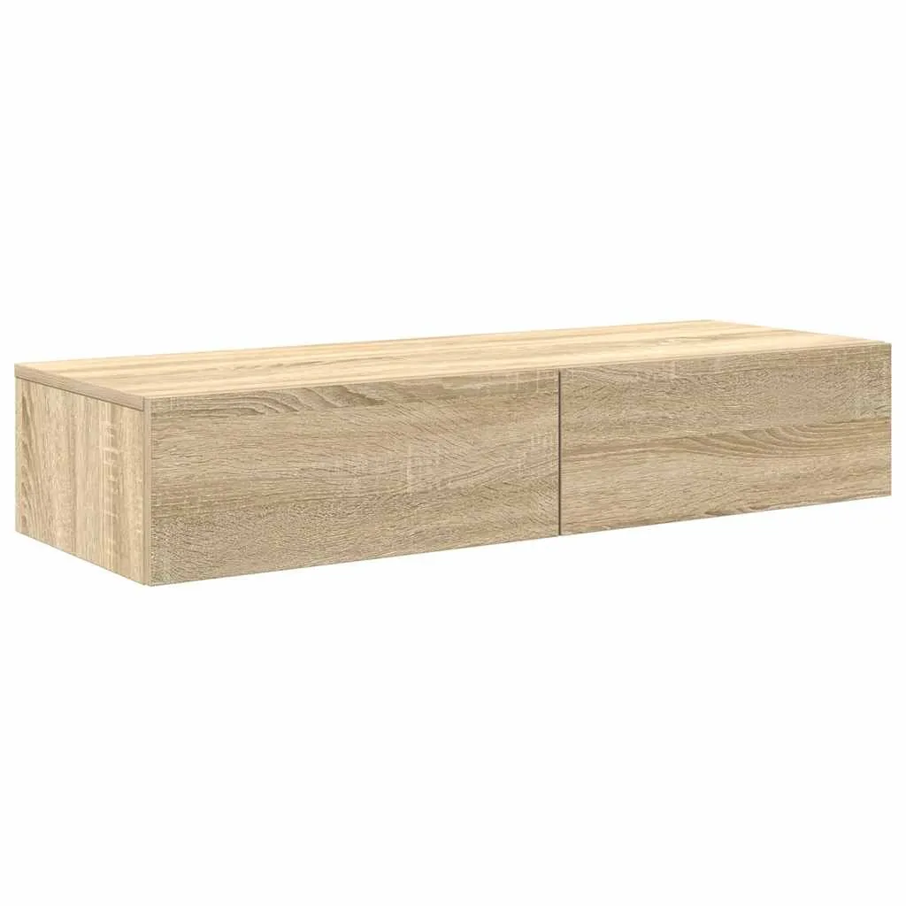 vidaXL Vegghylle med skuffer sonoma eik 100x36x19 cm konstruert tre