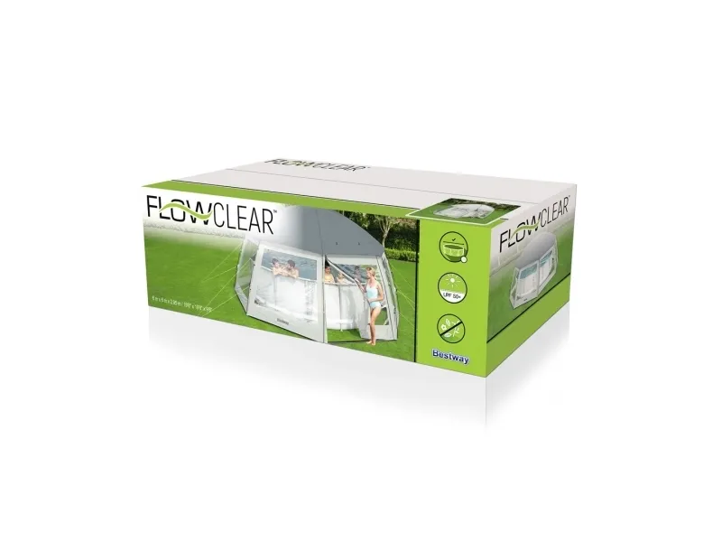 Bestway 58612, Bassengkuppel, Basseng på bakken, Rund, Grå, Gjennomsiktig, Hvit, PVC, Polyester, 2 dører