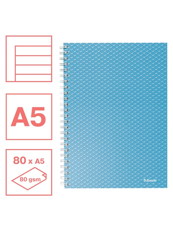 Esselte  Colour'Breeze A5 Notebook lined wirebound Blue