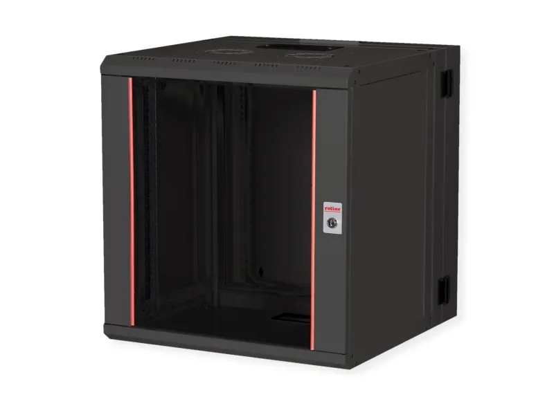ROLINE 26.21.0182, Veggmonterbar hylle, 12U, 50 kg, Nøkkellås, Rack skinner, 34,9 kg