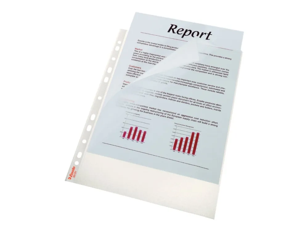 Esselte - Topp- og sidematingsarkbeskytter - for A4 (210 x 297 mm) - klarglass (en pakke 10)