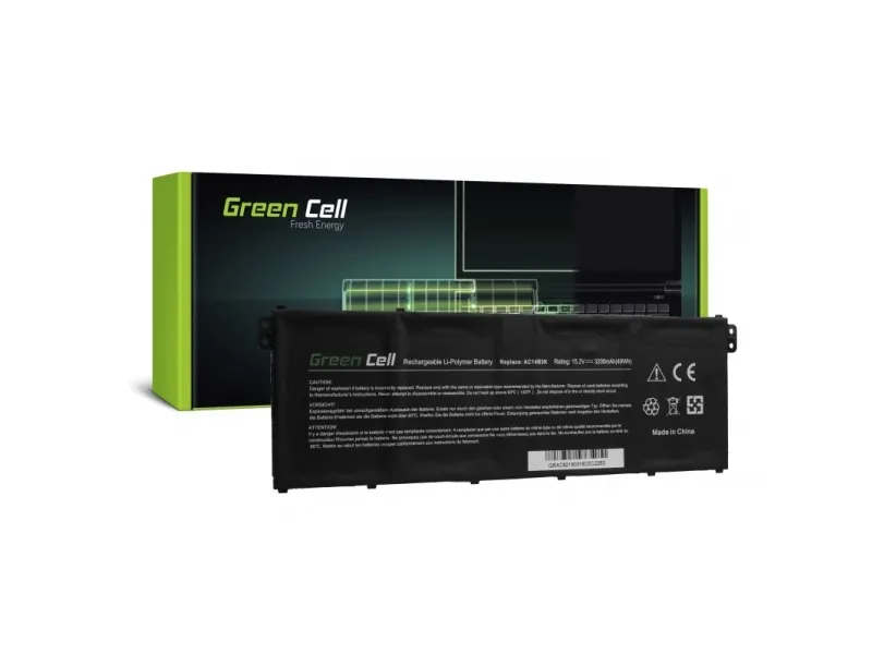 Green Cell - Batteri til bærbar PC (tilsvarer: Acer AC14B3K, Acer AC14B8K) - litiumpolymer - 4-cellers - 3200 mAh - svart