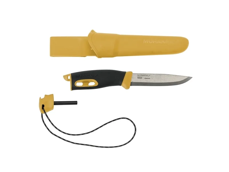 Morakniv Companion Spark, Camper/scout, Drop punkt, Rustfritt stål, Gult, 1 verktøy, 22,3 cm