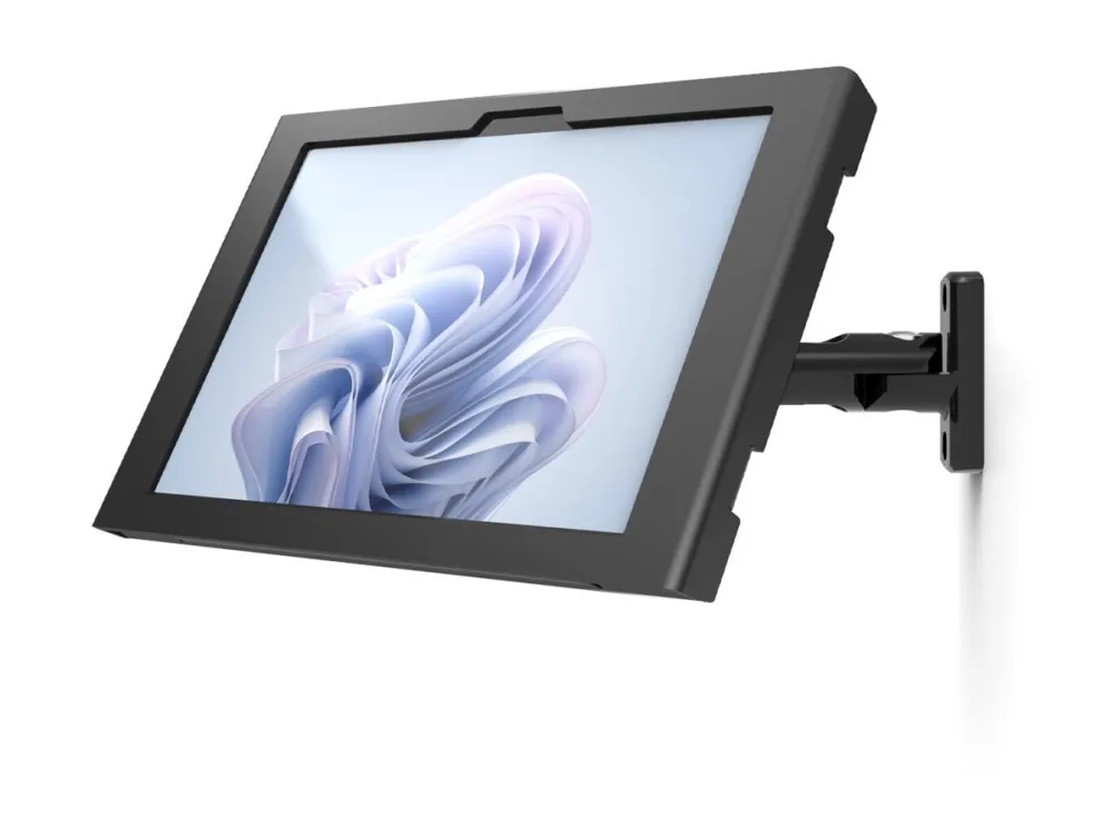 Compulocks Surface Pro 8-11 Apex Enclosure Swing Wall Mount - Monteringssett (hus, leddarm) - svingearm - for nettbrett - låsbar - høyverdig aluminium - svart - skjermstørrelse: 13 - veggmonterbar, skranketopp - for Microsoft Surface Pro 8, Pro 9