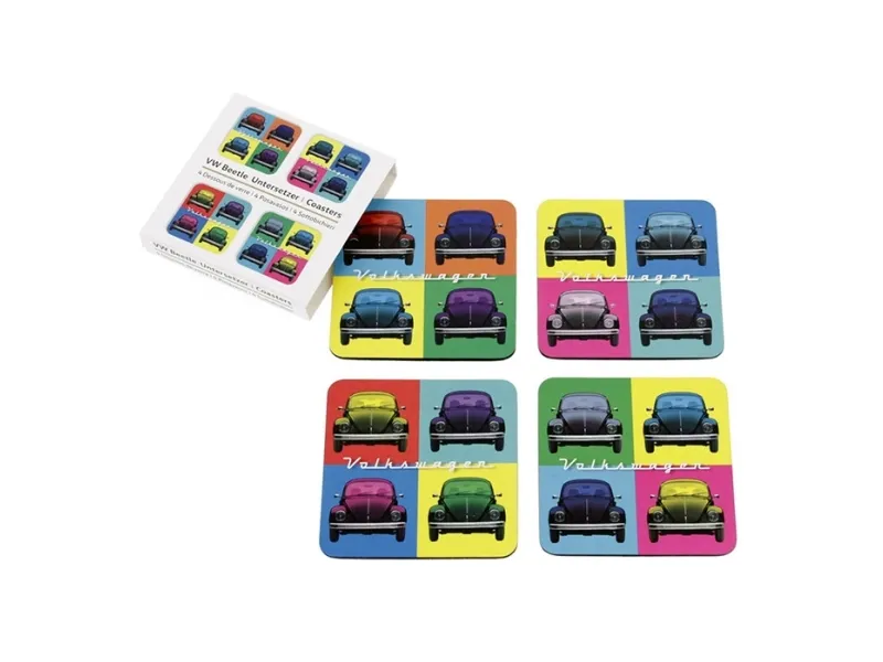 VW Beetle flerfarvet glasbrikker 4 stk.