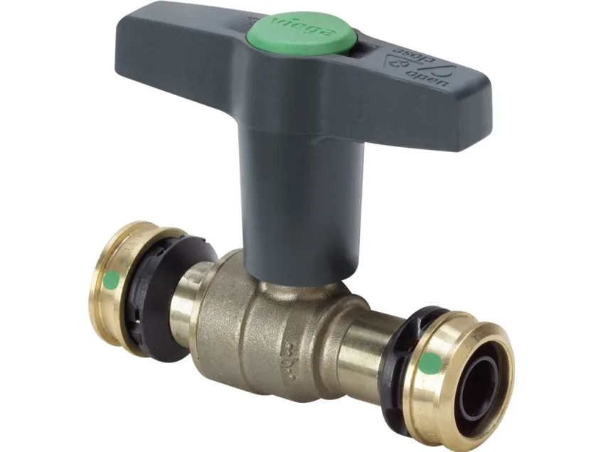VIEGA Raxofix Easytop kuglehane. Ventilhus af siliciumbronze. 32mm Raxofix pres tilslutning. Højt plast t-greb