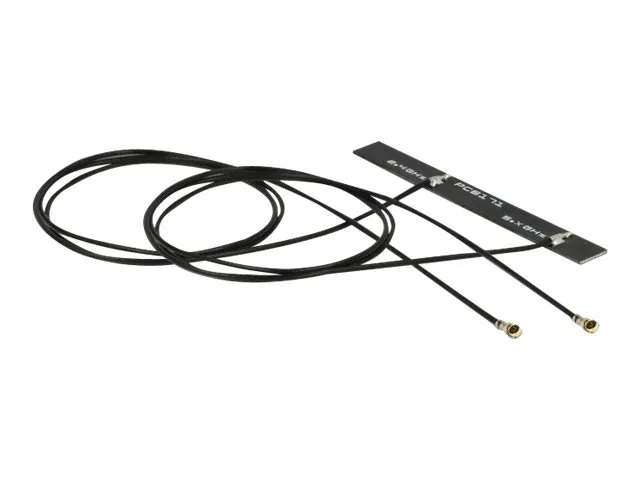 Delock WLAN 802.11 ac/a/h/b/g/n Twin - Antenne - PCB - Wi-Fi - 5 dBi - innendørs, intern, klebemontering - svart