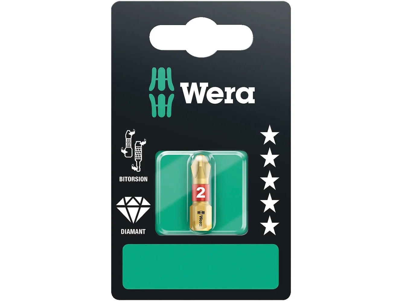Wera 851/1 BDC SB, 1 stykker, Hex (metrisk), Philips, PH 1, 2 mm, 25 mm, 25,4 / 4 mm (1 / 4)
